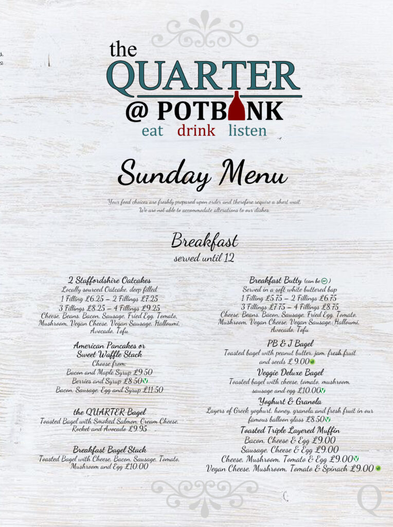Sunday Menu - the QUARTER at Potbank
