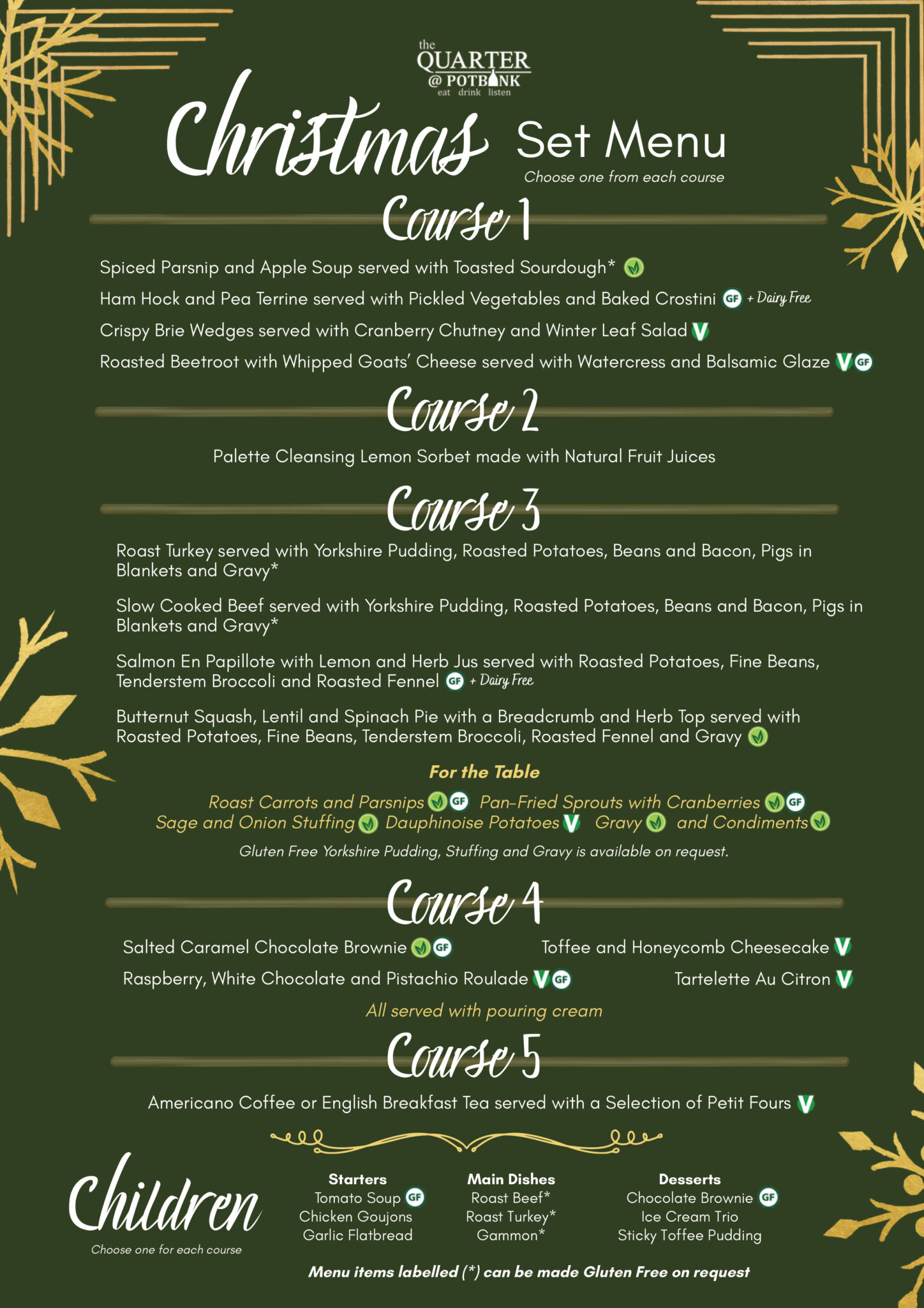 Christmas Dinner Menu 2026